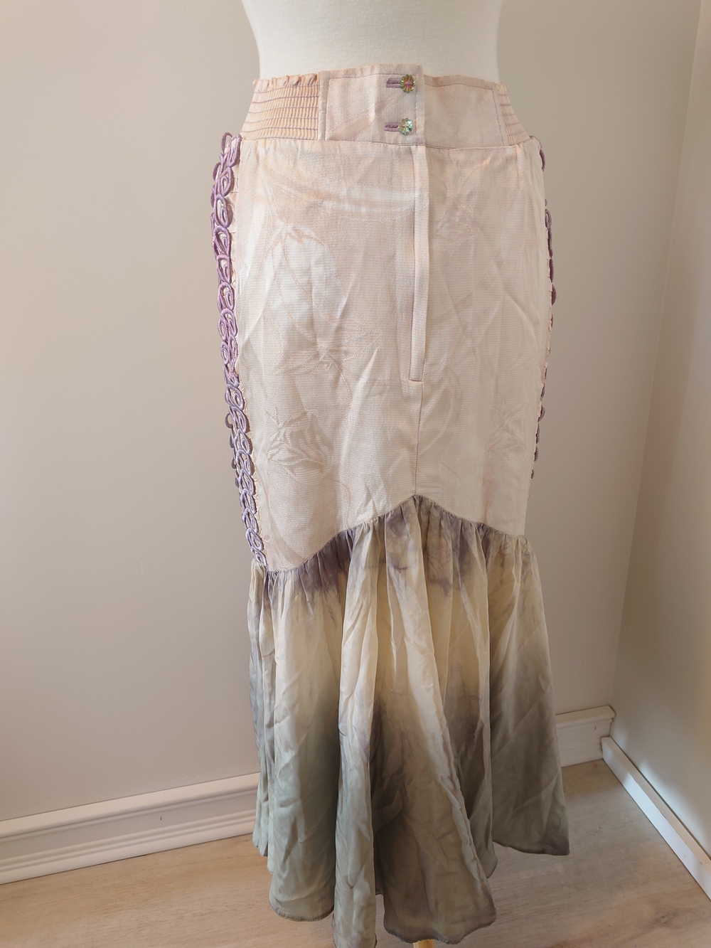 Vintage Silk Embellished Skirt Medium